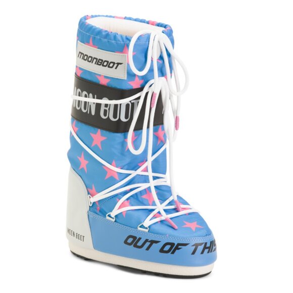 MOON BOOTS Blue/Pink Waterproof Icon Retrobiker Boots - Picture 1 of 2